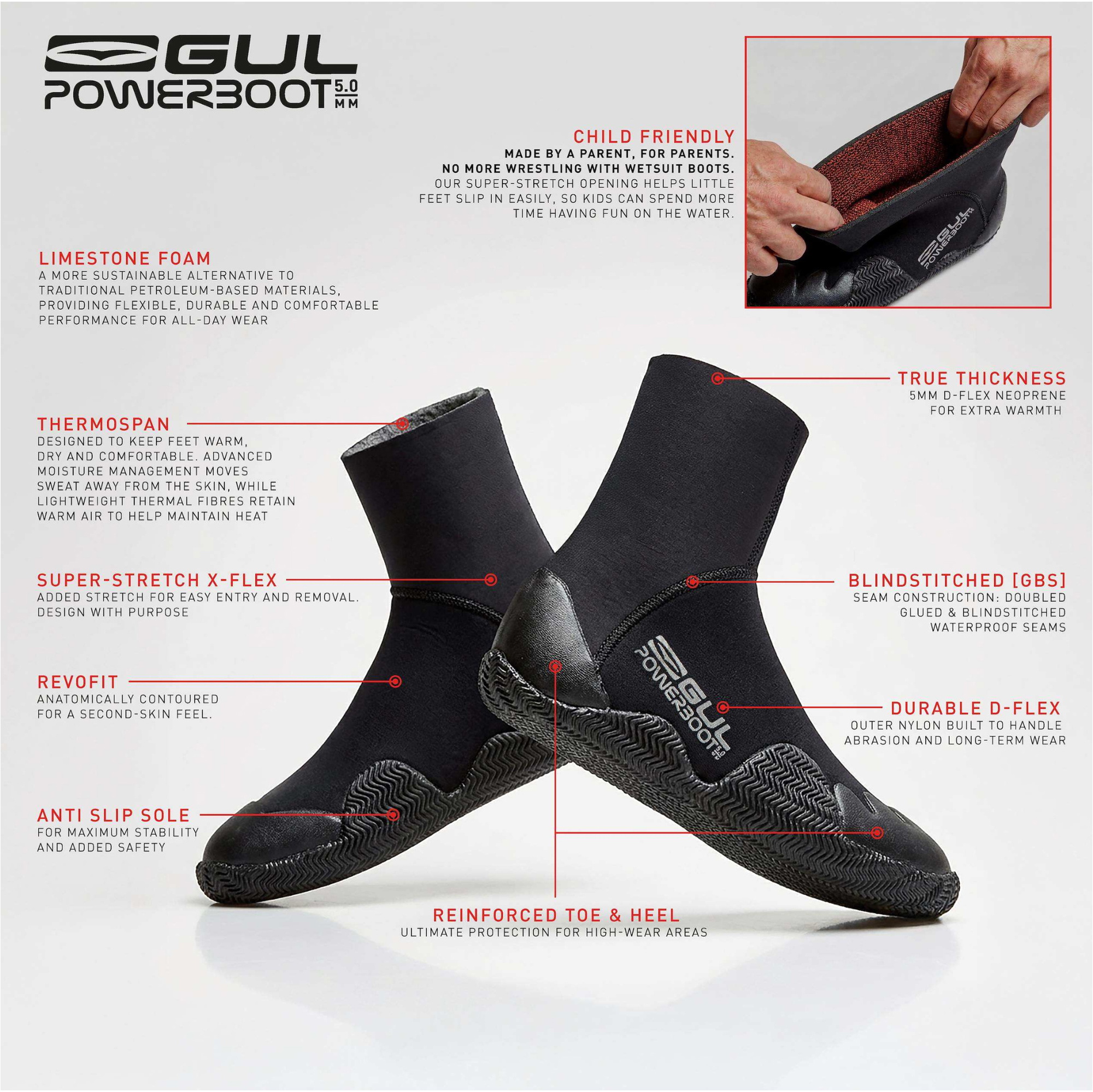 2026 GUL Junior 5mm Power Boots BO1264-B8 - Black